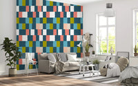 Sunwashed Modern Geometric Deep Coastal Wallpaper⁠