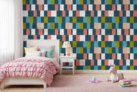 Sunwashed Modern Geometric Deep Coastal Wallpaper⁠
