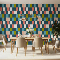 Sunwashed Modern Geometric Deep Coastal Wallpaper⁠