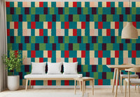 Sunwashed Modern Geometric Jewel Tone Wallpaper⁠