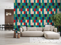 Sunwashed Modern Geometric Jewel Tone Wallpaper⁠