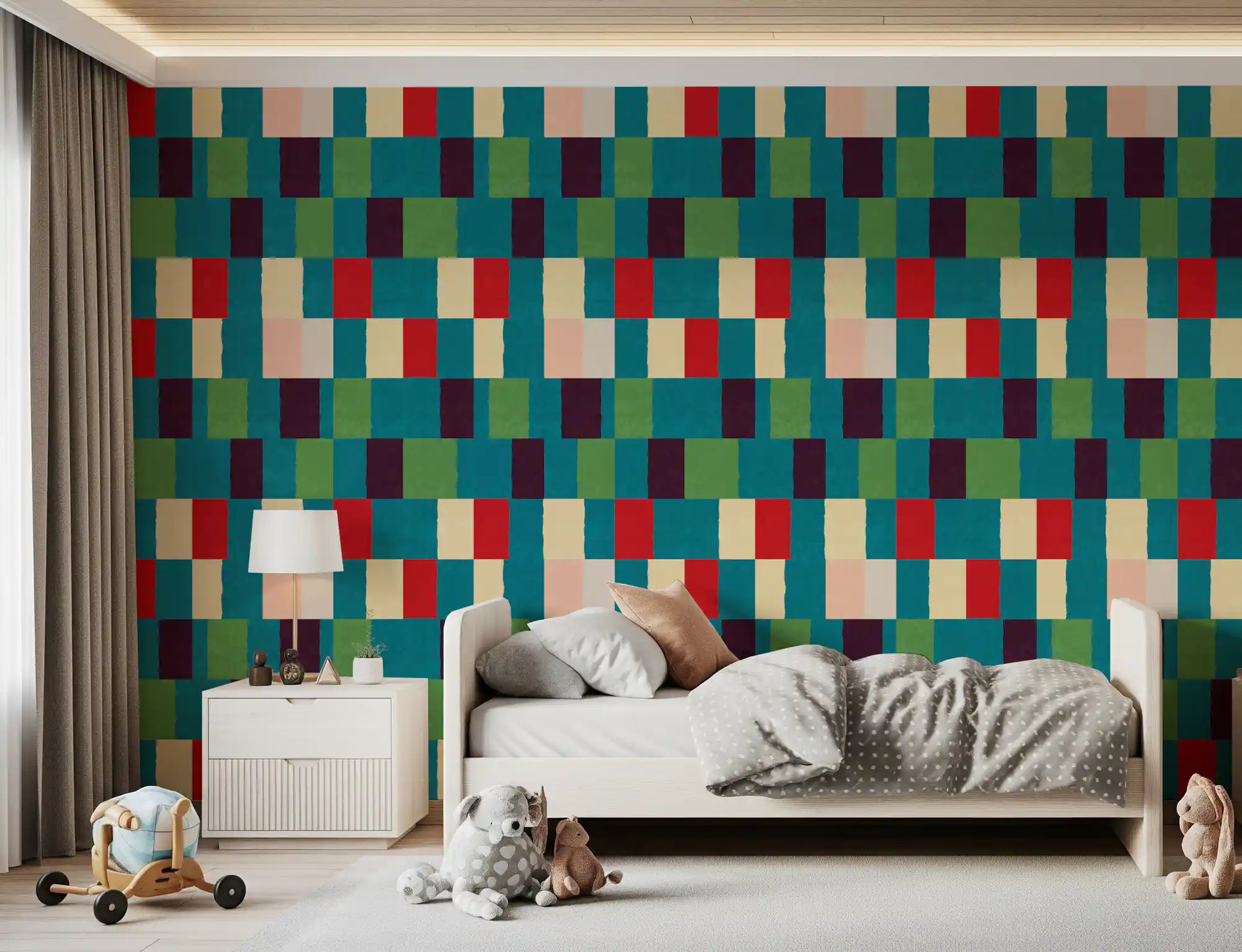Sunwashed Modern Geometric Jewel Tone Wallpaper⁠