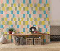 Sunwashed Modern Geometric Coastal Blue Wallpaper⁠