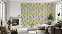 Sunwashed Modern Geometric Coastal Blue Wallpaper⁠