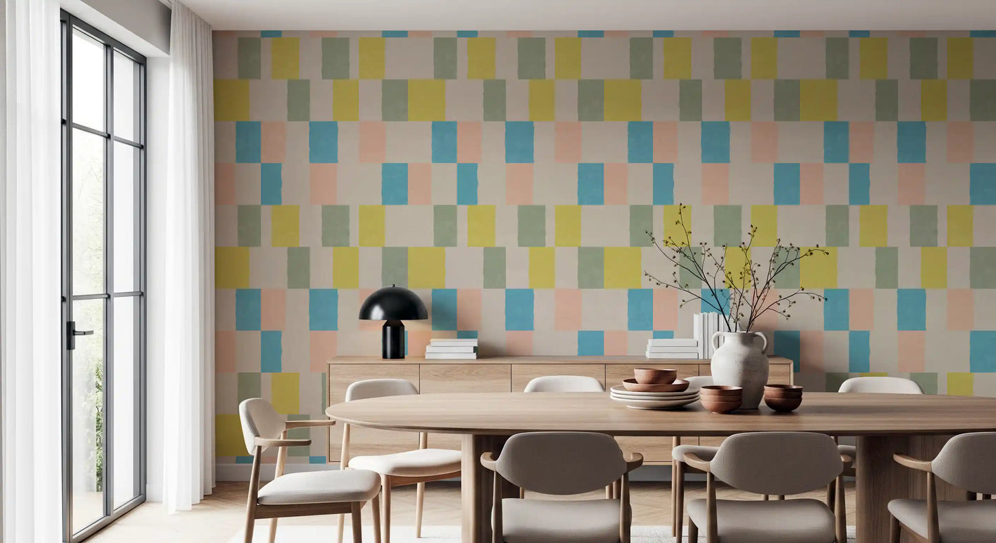 Sunwashed Modern Geometric Coastal Blue Wallpaper⁠