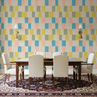 Sunwashed Modern Geometric Coastal Blue Wallpaper⁠