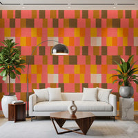 Sunwashed Modern Geometric Sunset Clay Wallpaper⁠