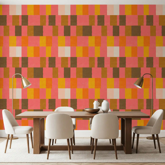 Earth-toned geometry featured in Sunset Clay Wallpaper contemporary artwork