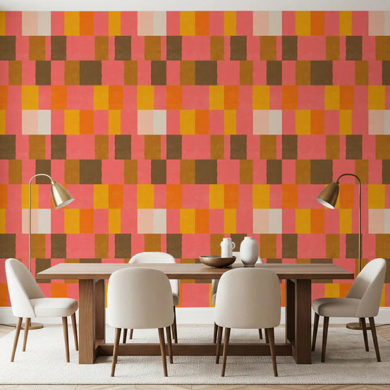 Earth-toned geometry featured in Sunset Clay Wallpaper contemporary artwork, GD10701