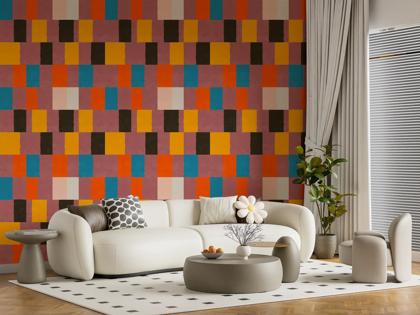 Sunwashed Modern Geometric Desert Sunset Wallpaper⁠
