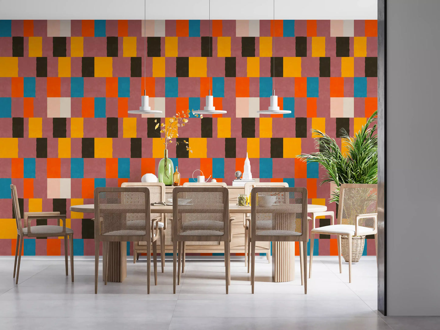 Sunwashed Modern Geometric Desert Sunset Wallpaper⁠
