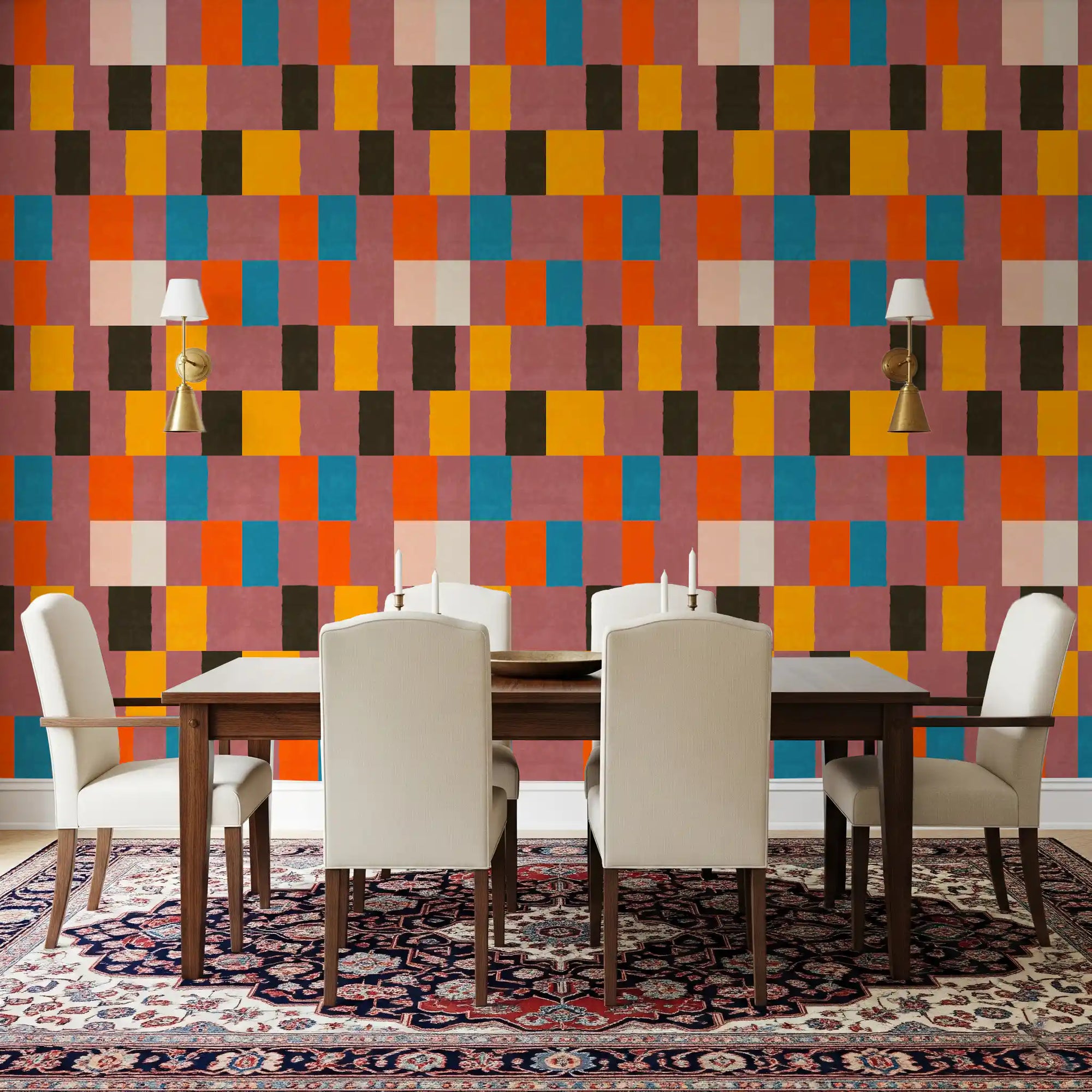 Contemporary shapes define Sunwashed Geometric Wallpaper visual style, GD10702