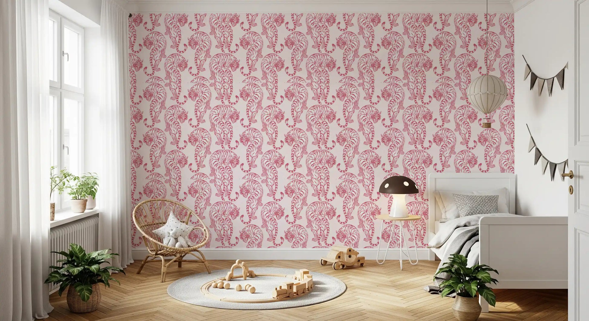 Chic Blush Tiger Motif Wallpaper Wallpaper⁠