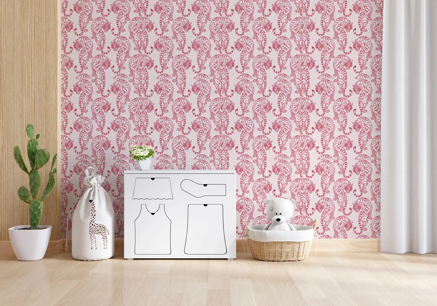 Chic Blush Tiger Motif Wallpaper Wallpaper⁠