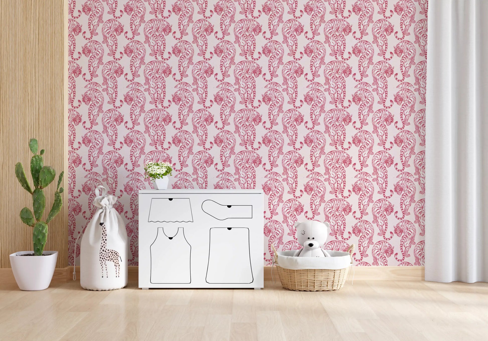 Chic Blush Tiger Motif Wallpaper Wallpaper⁠