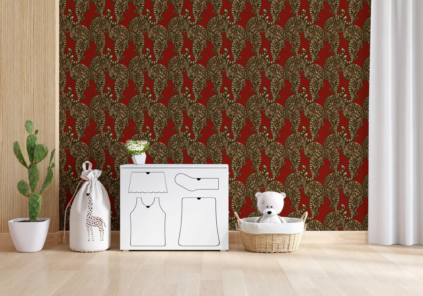 Imperial Crimson Tiger Wall Decor Wallpaper⁠