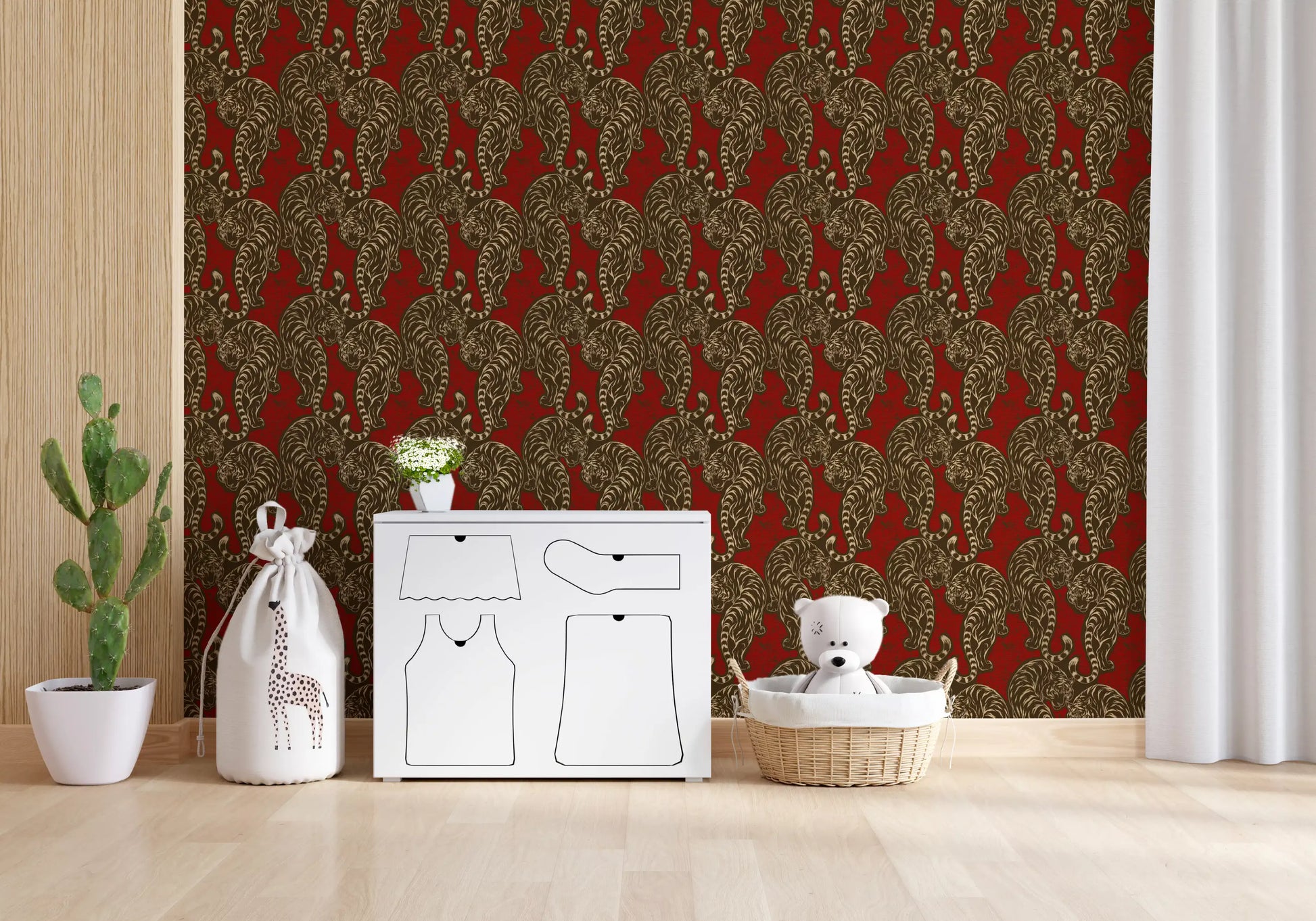 Imperial Crimson Tiger Wall Decor Wallpaper⁠