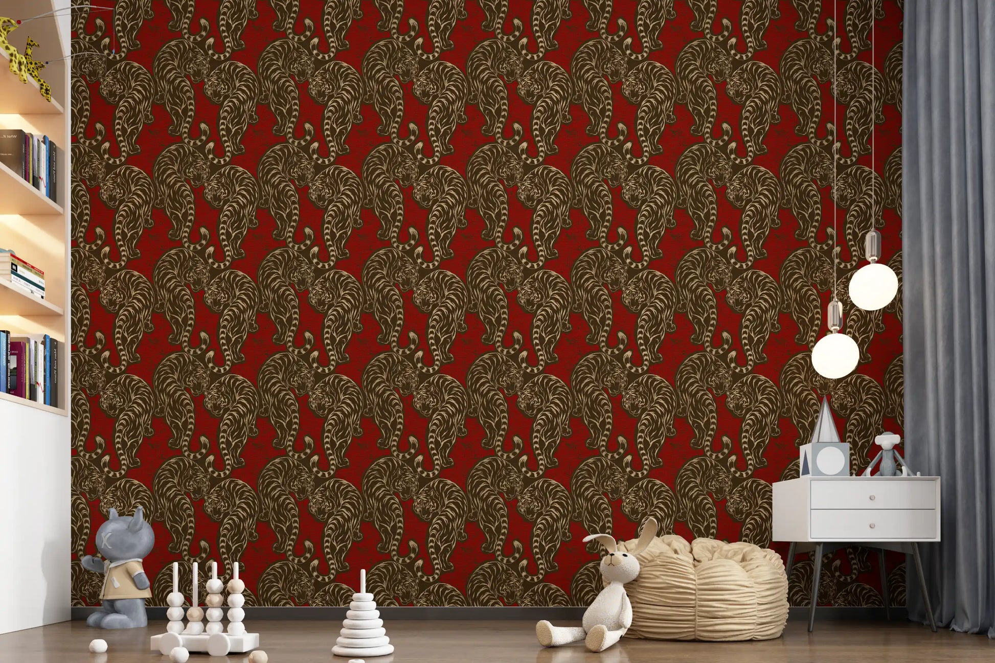 Imperial Crimson Tiger Wall Decor Wallpaper⁠