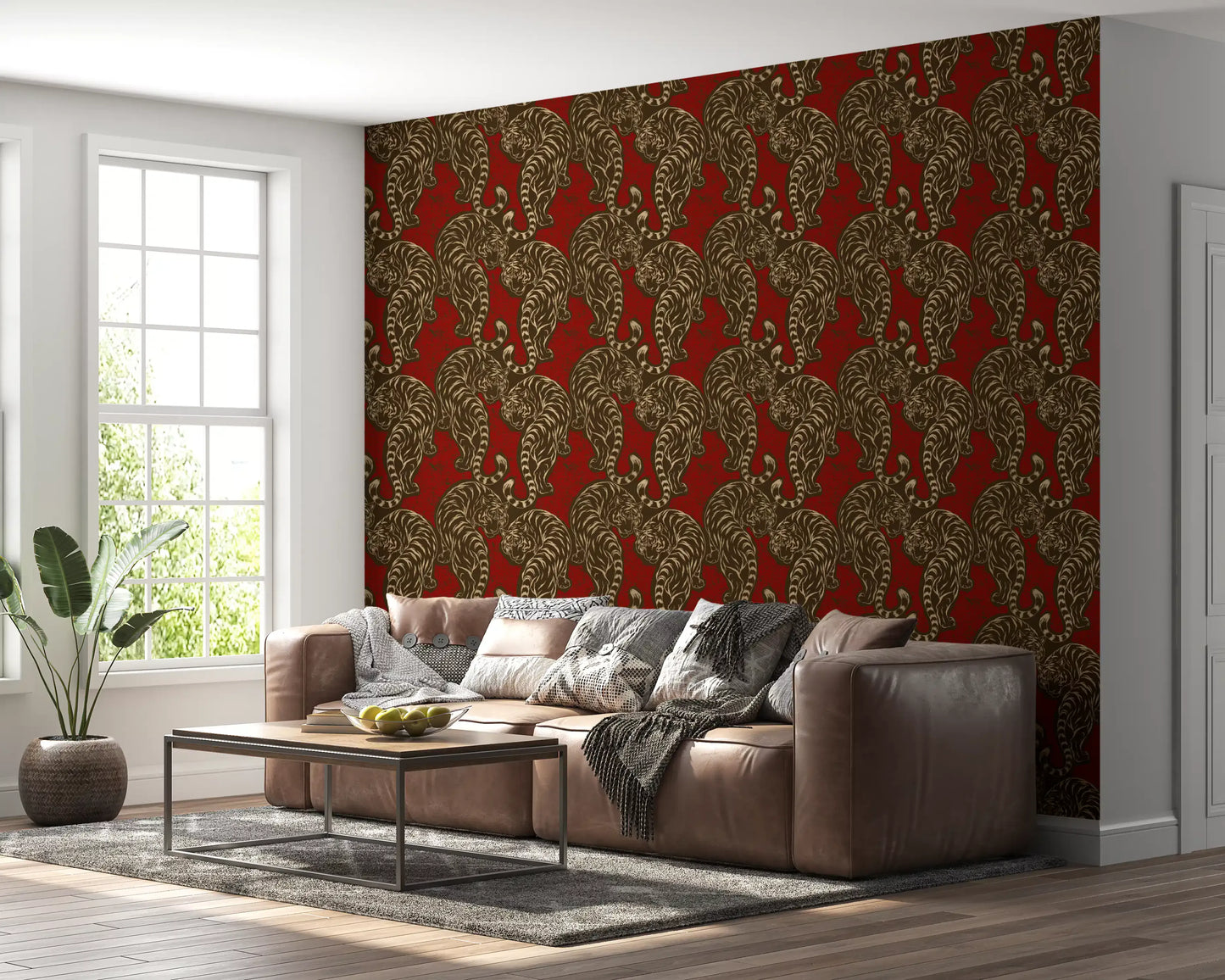 Imperial Crimson Tiger Wall Decor Wallpaper⁠