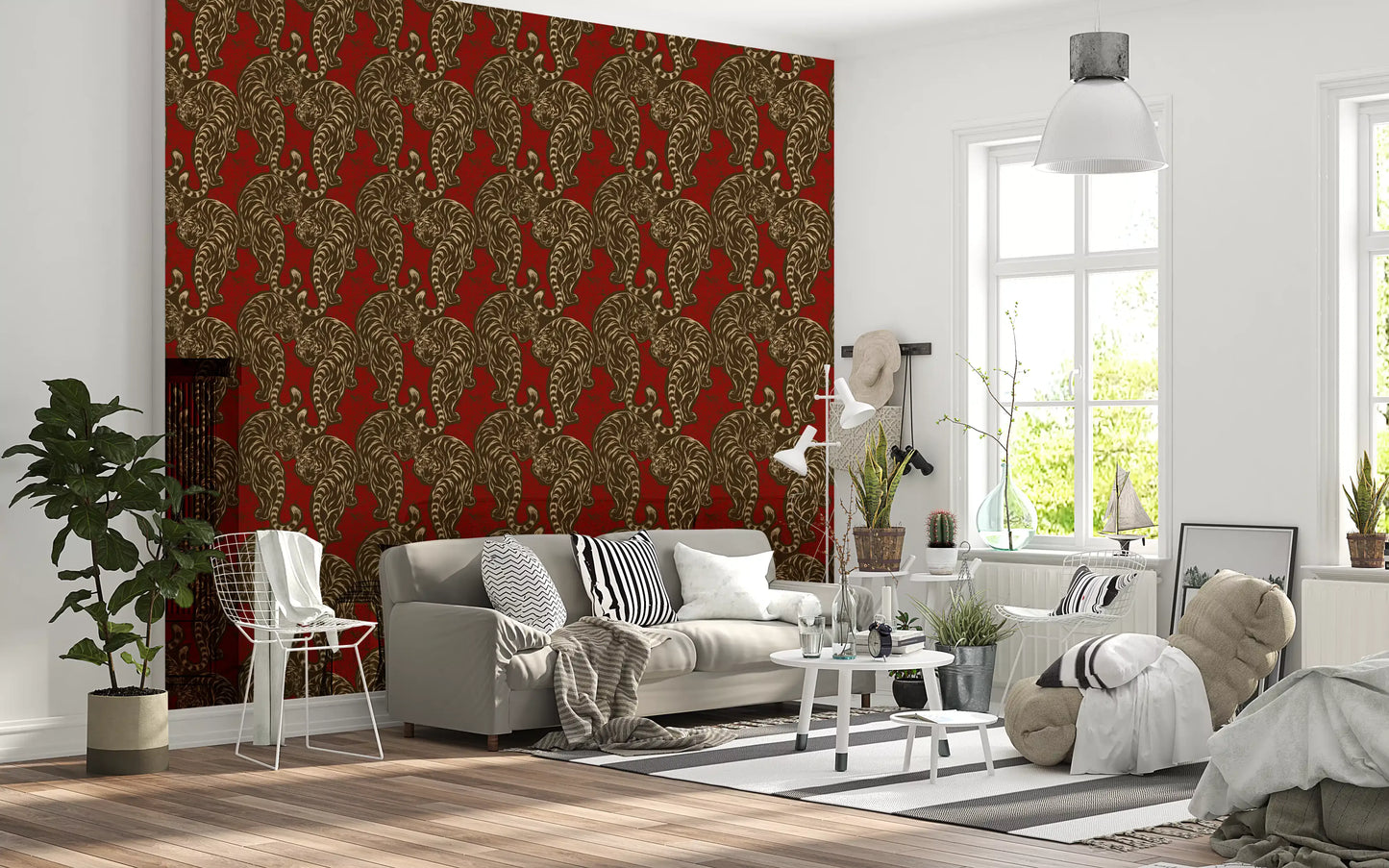 Imperial Crimson Tiger Wall Decor Wallpaper⁠