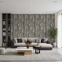 Organic Wavy Woodgrain Vertical Stripes - Earthy Muted Wallpaper⁠