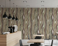 Organic Wavy Woodgrain Vertical Stripes - Earthy Sage Wallpaper⁠