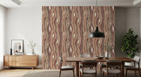 Organic Wavy Woodgrain Vertical Stripes - Earthy Clay Wallpaper⁠