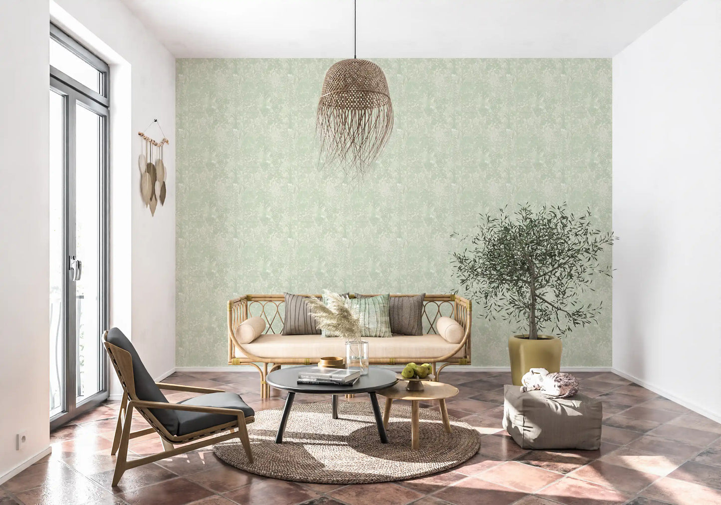 Sage Woodland and Hidden Wildlife Wallpaper⁠