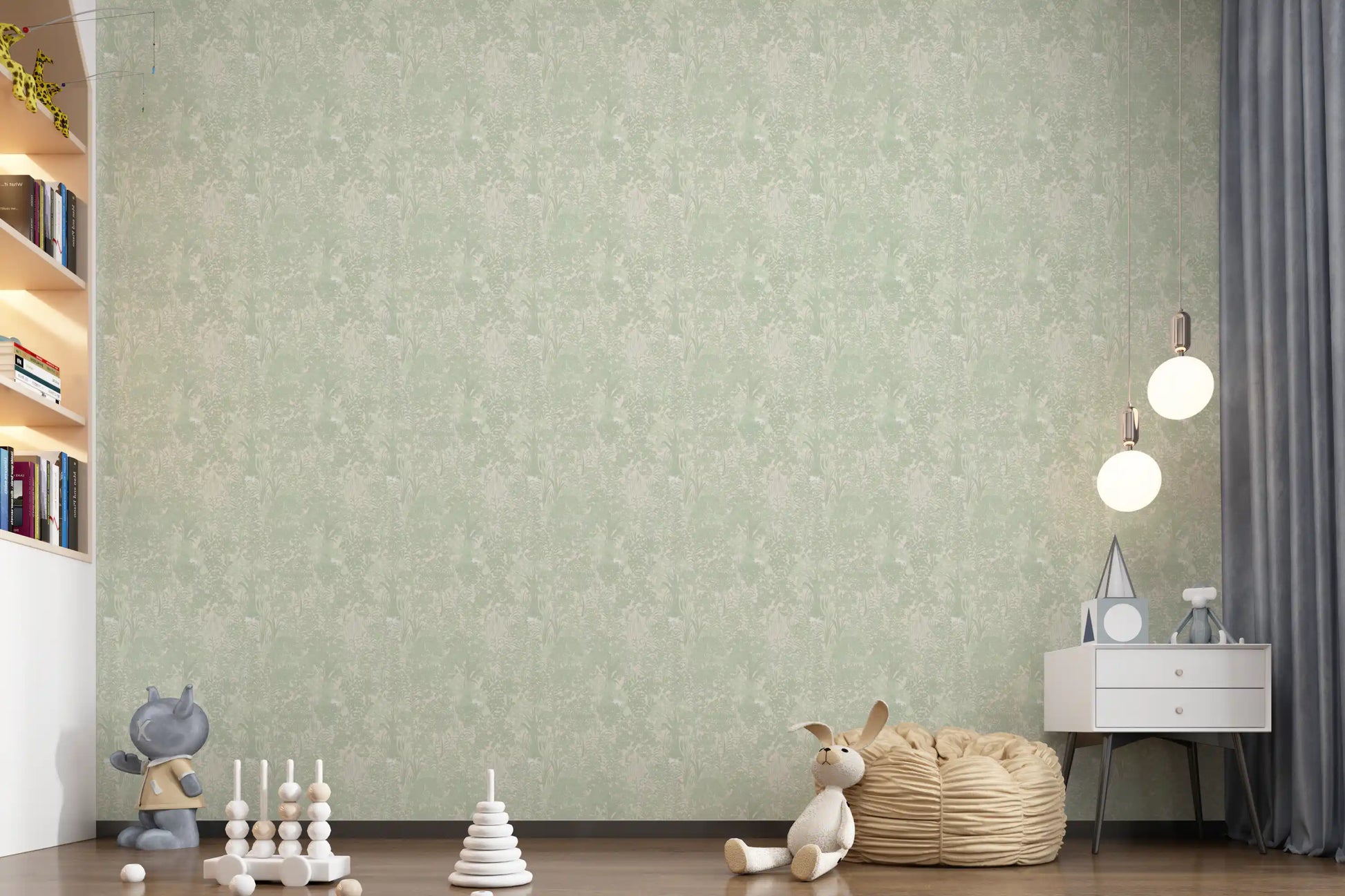 Sage Woodland and Hidden Wildlife Wallpaper⁠