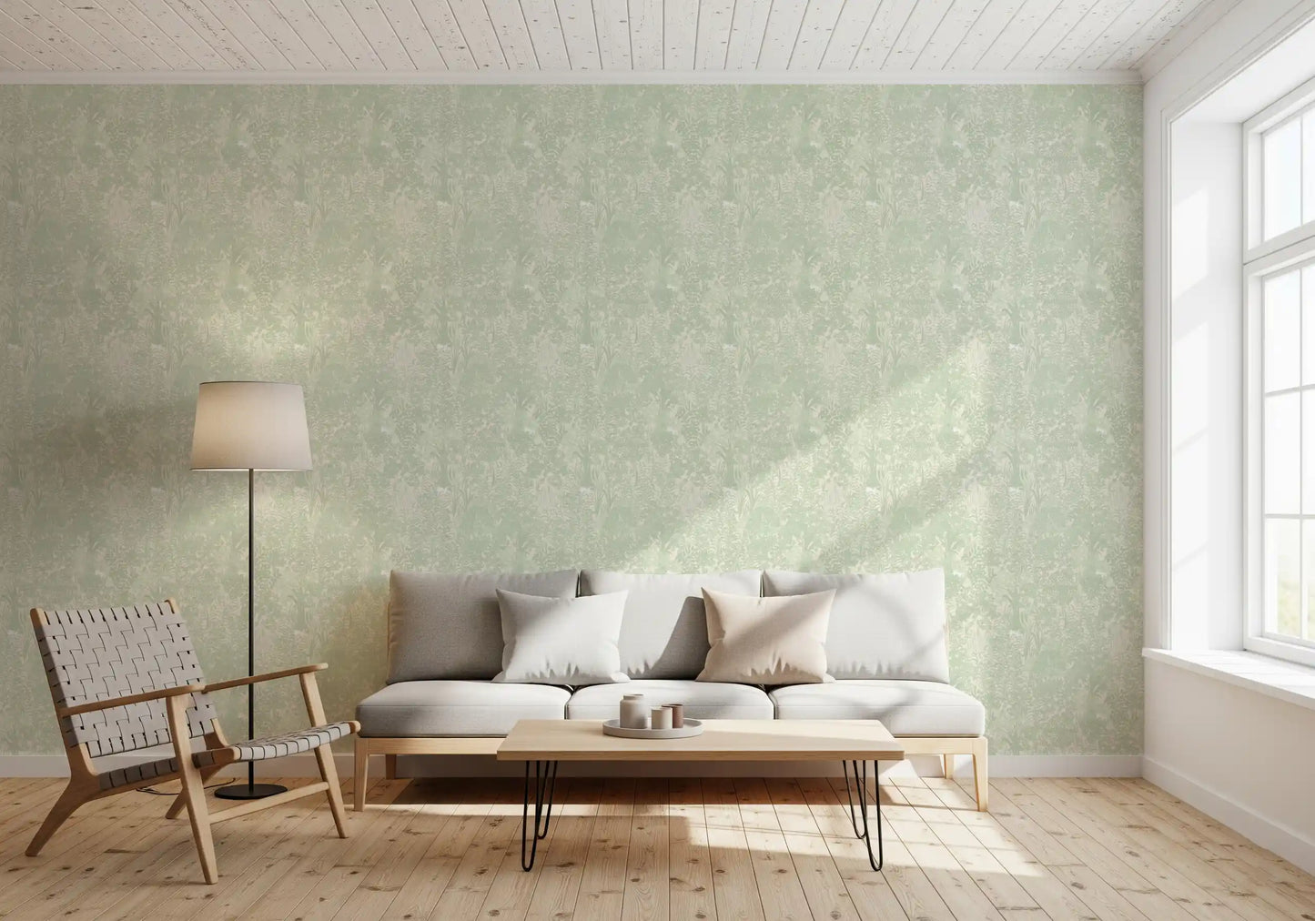 Sage Woodland and Hidden Wildlife Wallpaper⁠