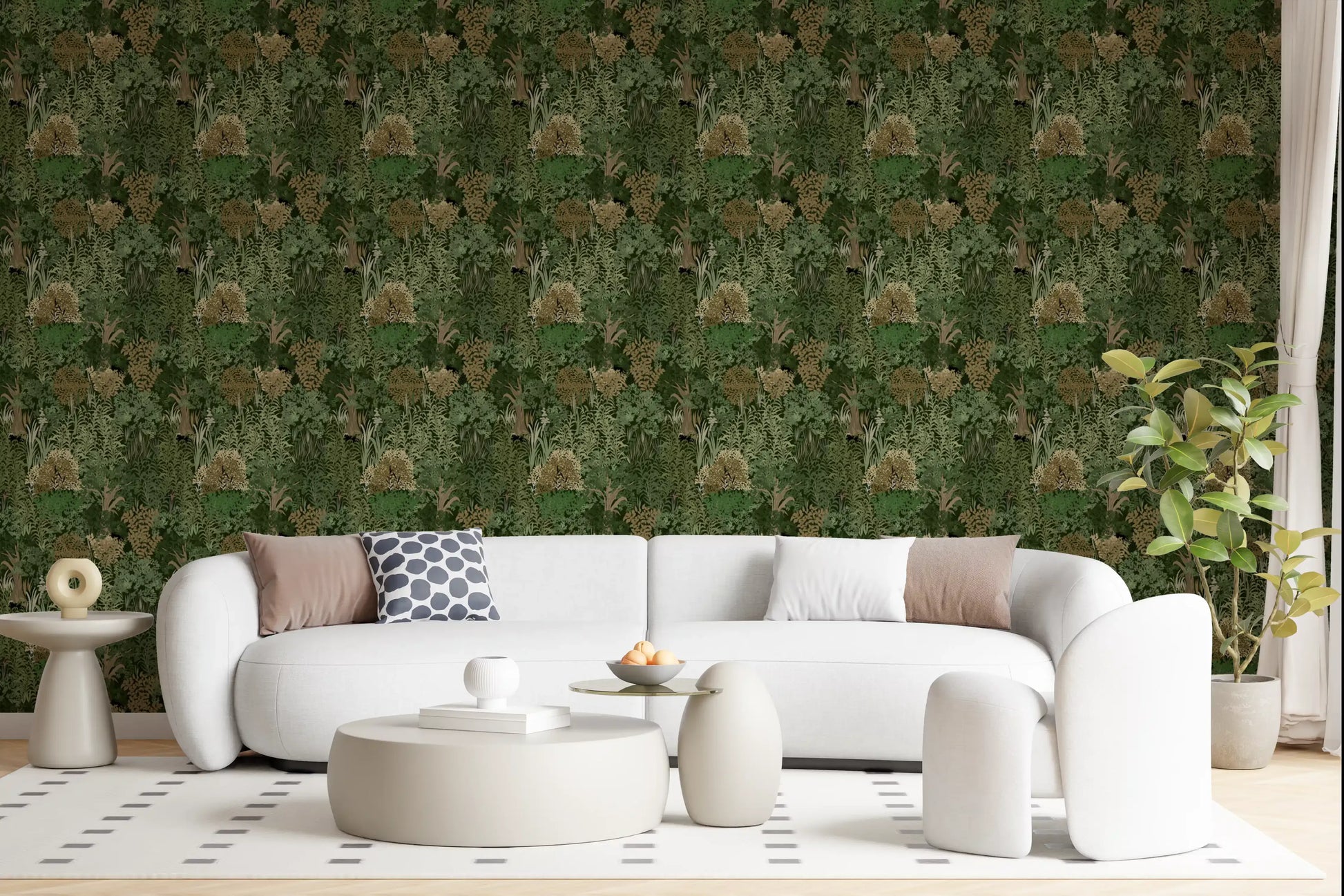 Enchanted Botanical Jungle and Hidden Panthers Wallpaper⁠