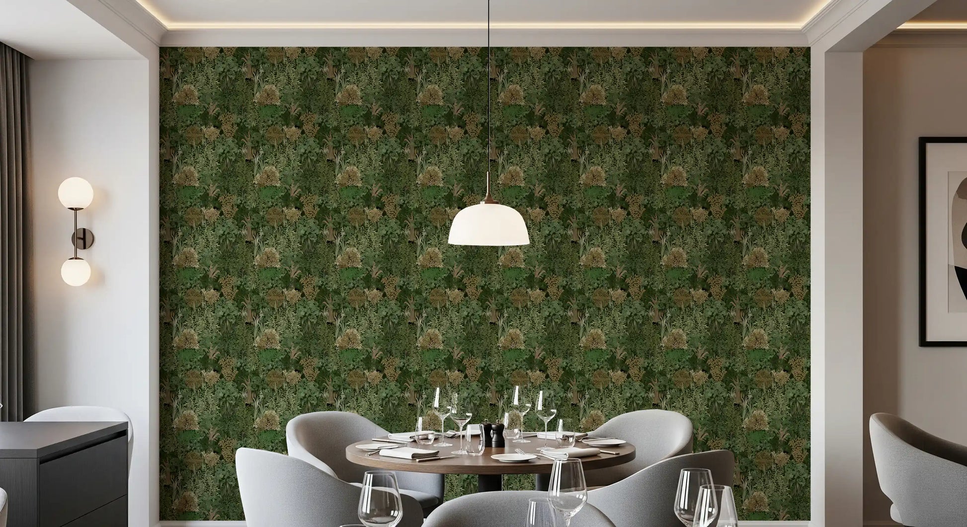 Enchanted Botanical Jungle and Hidden Panthers Wallpaper⁠