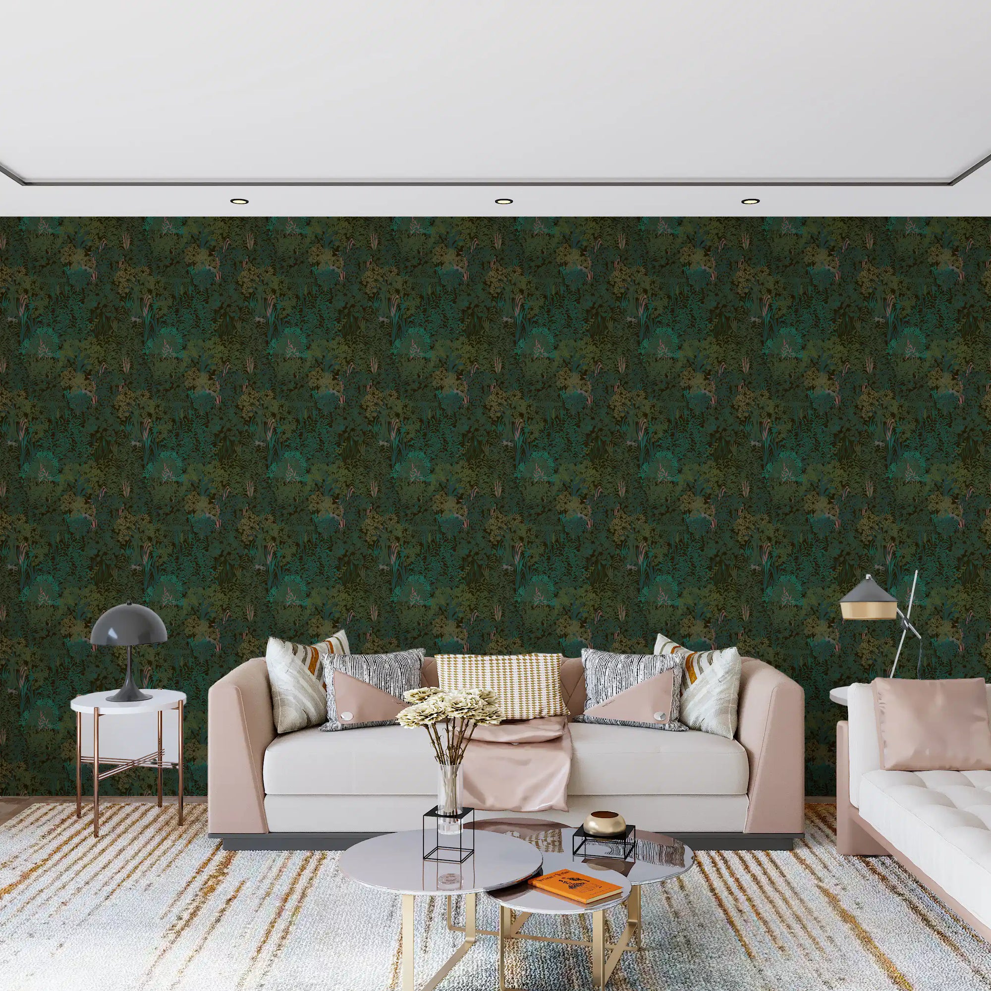 Deep green foliage Forest Walk Botanical Wallpaper pattern GD10721