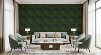 Enchanted Forest Walk: Deep Green Botanical Wallpaper⁠