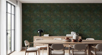 Enchanted Forest Walk: Deep Green Botanical Wallpaper⁠
