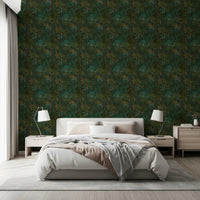 Enchanted Forest Walk: Deep Green Botanical Wallpaper⁠