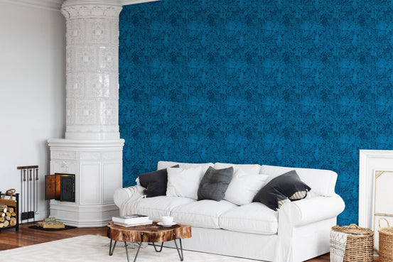 Midnight Blue Enchanted Forest Wallpaper bringing woodland charm to a living room wallpaper GD10725