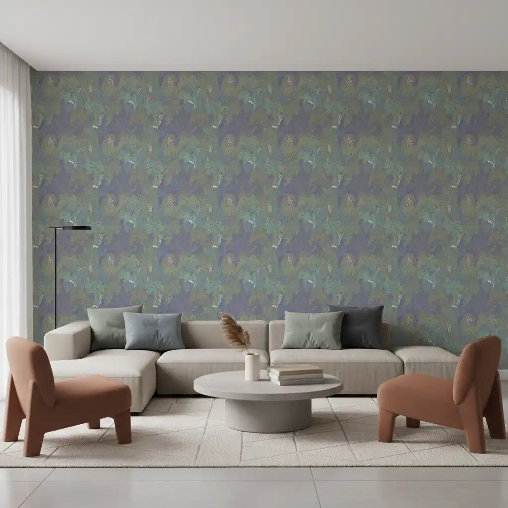 Sage and Lilac Botanical Jungle Tapestry Wallpaper Wallpaper⁠