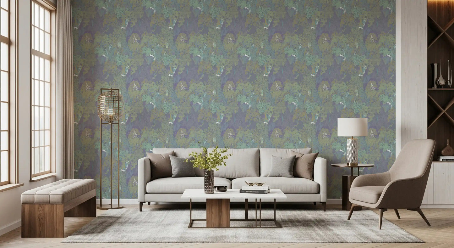 Sage and Lilac Botanical Jungle Tapestry Wallpaper Wallpaper⁠