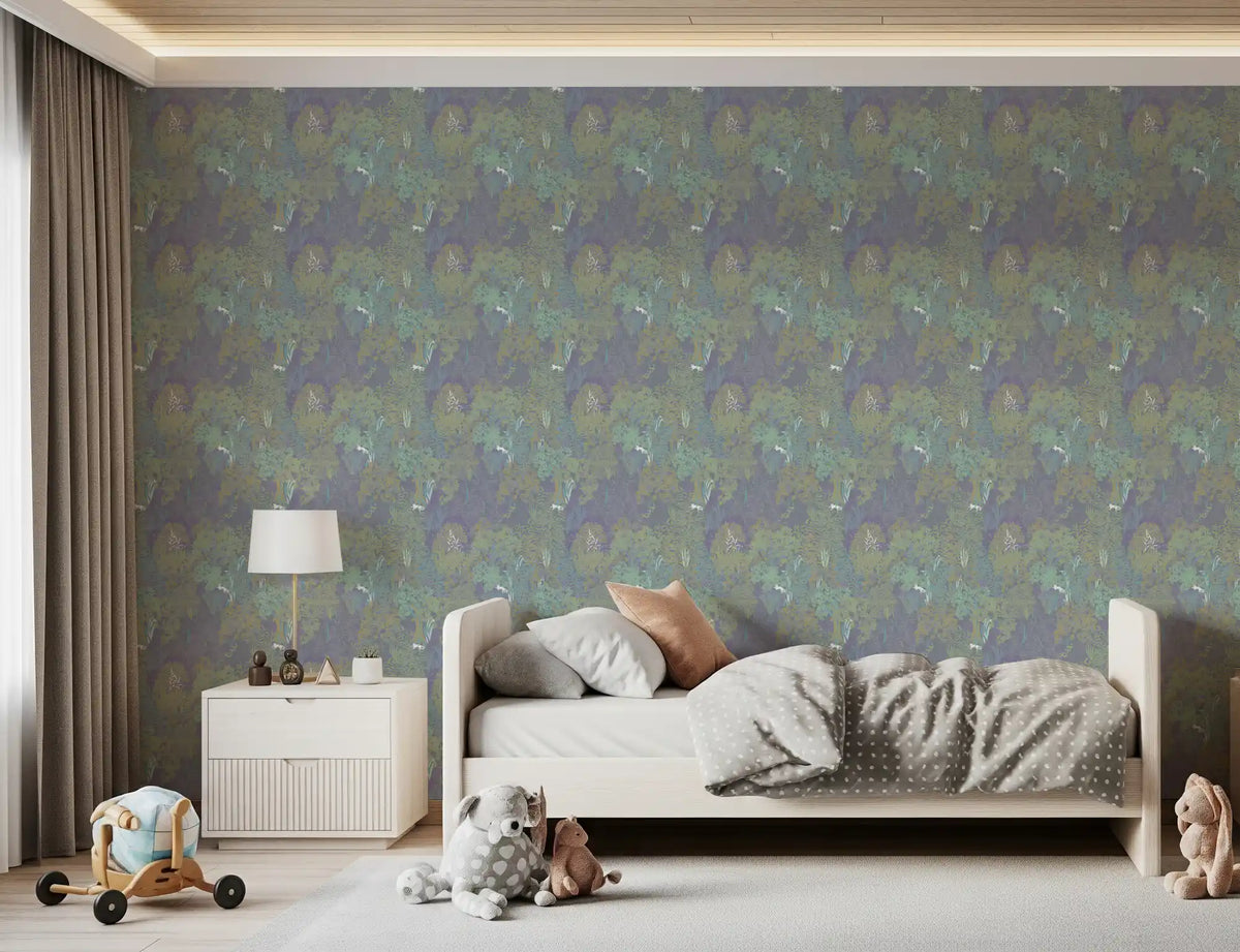 Sage and Lilac Botanical Jungle Tapestry Wallpaper for living room botanical wallpaper GD10726