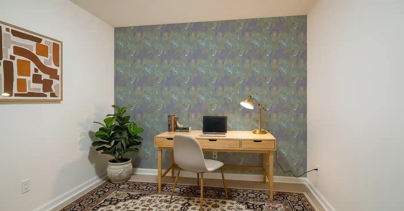 Sage and Lilac Botanical Jungle Tapestry Wallpaper Wallpaper⁠
