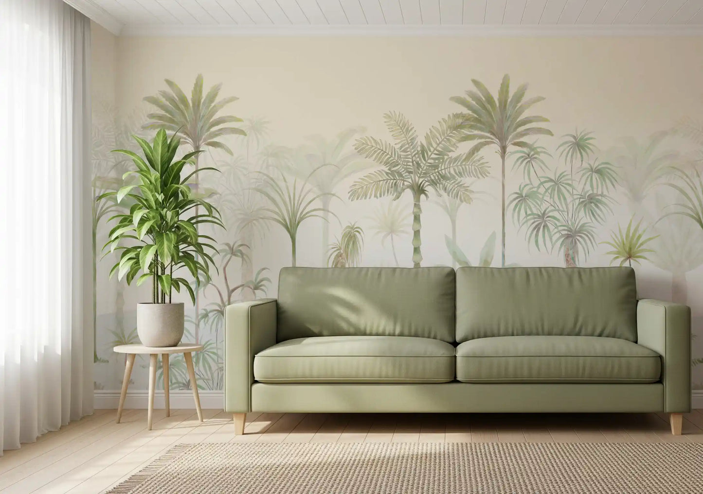 Whispering Palms Watercolor Jungle Mural Wall Mural