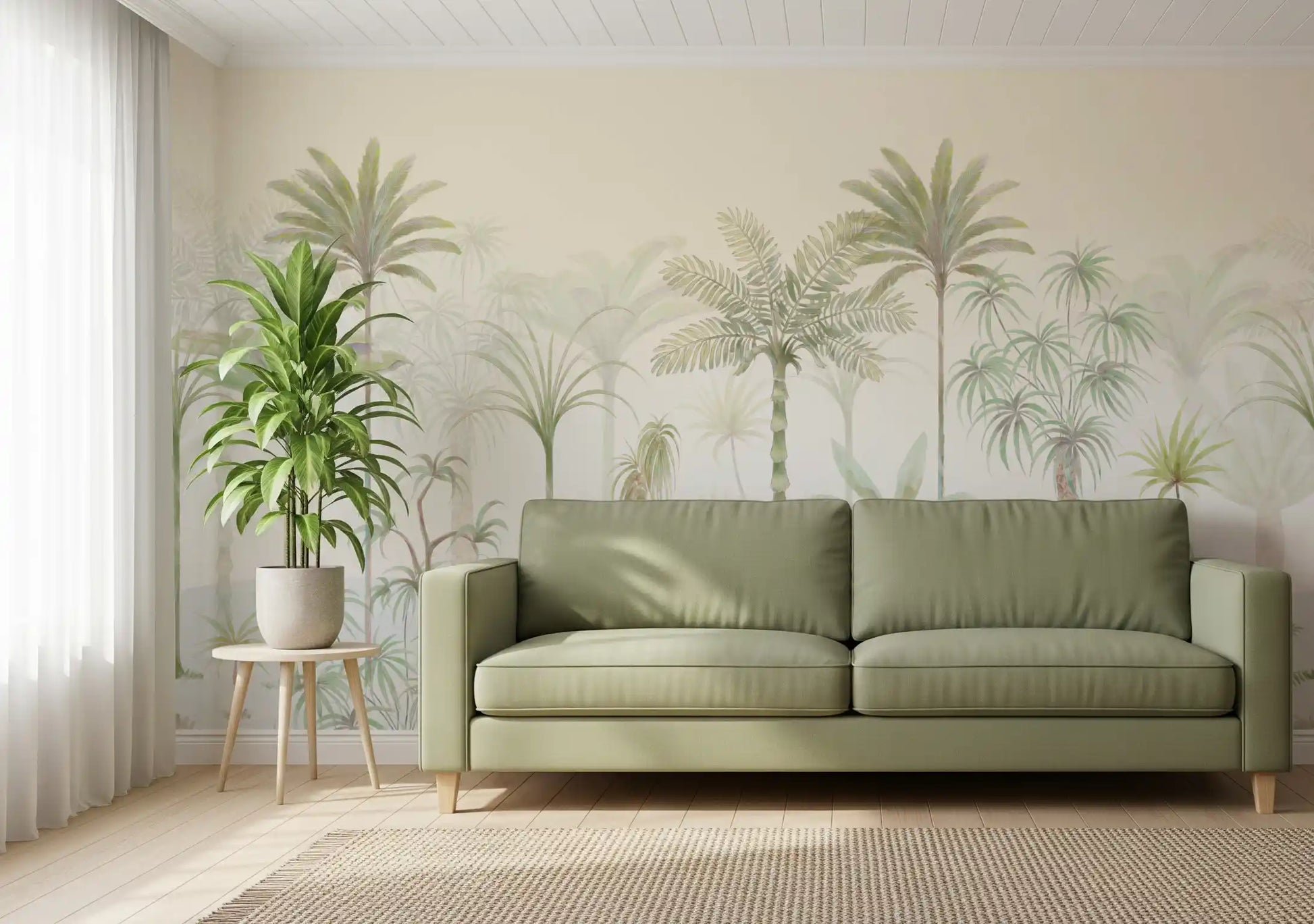Whispering Palms Watercolor Jungle Mural Wall Mural