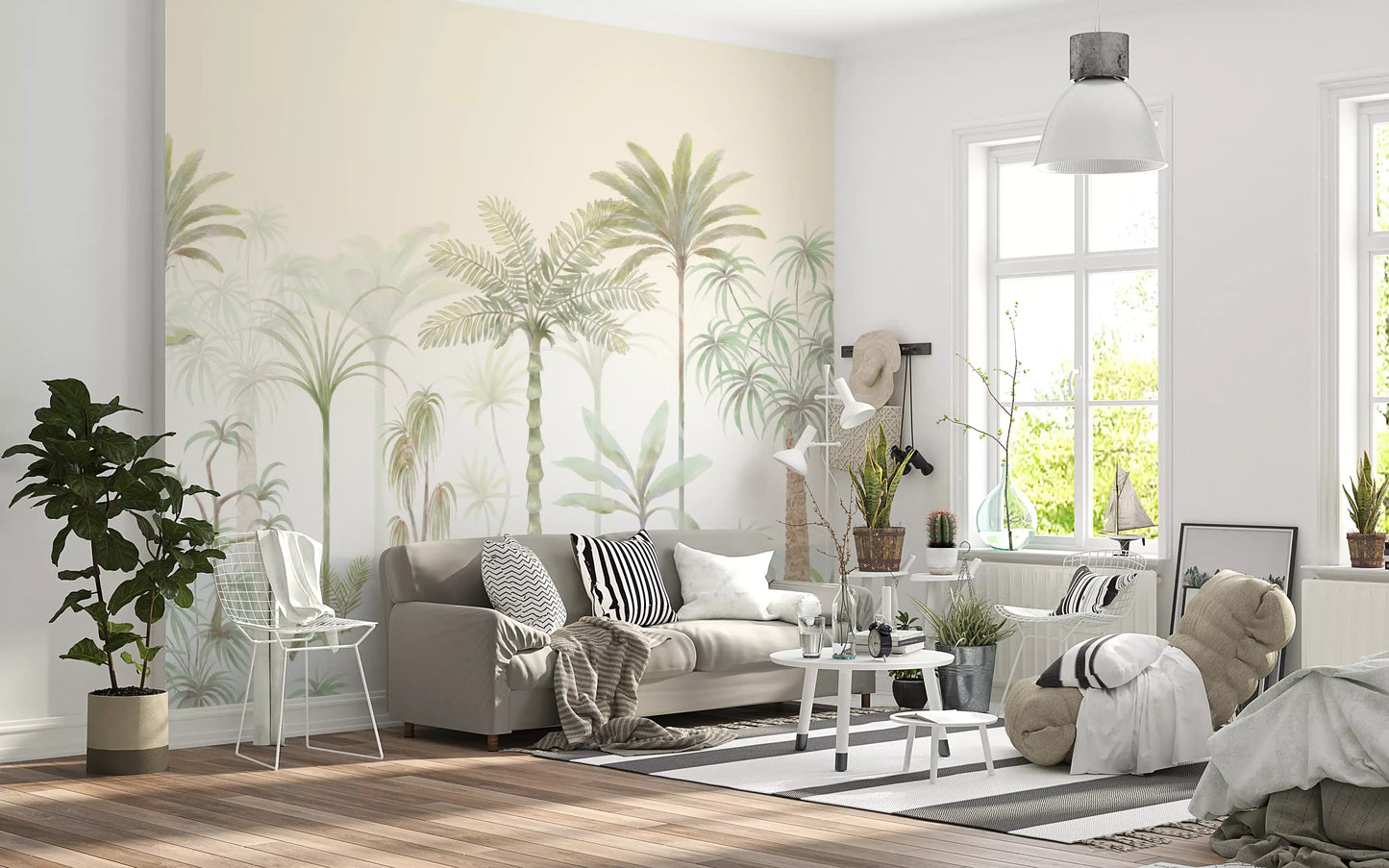 Whispering Palms Watercolor Jungle Mural Wall Mural