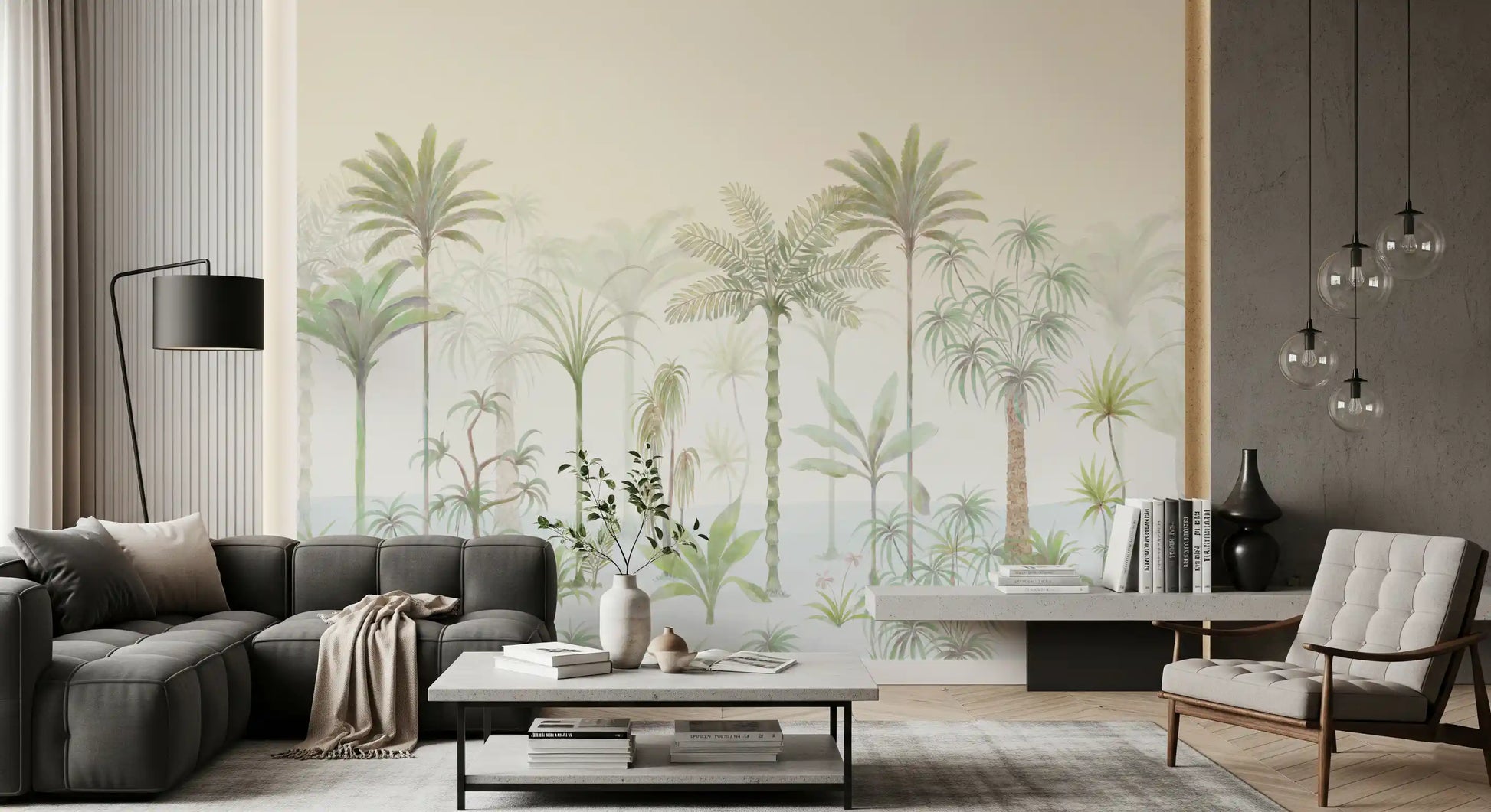 Whispering Palms Watercolor Jungle Mural Wall Mural