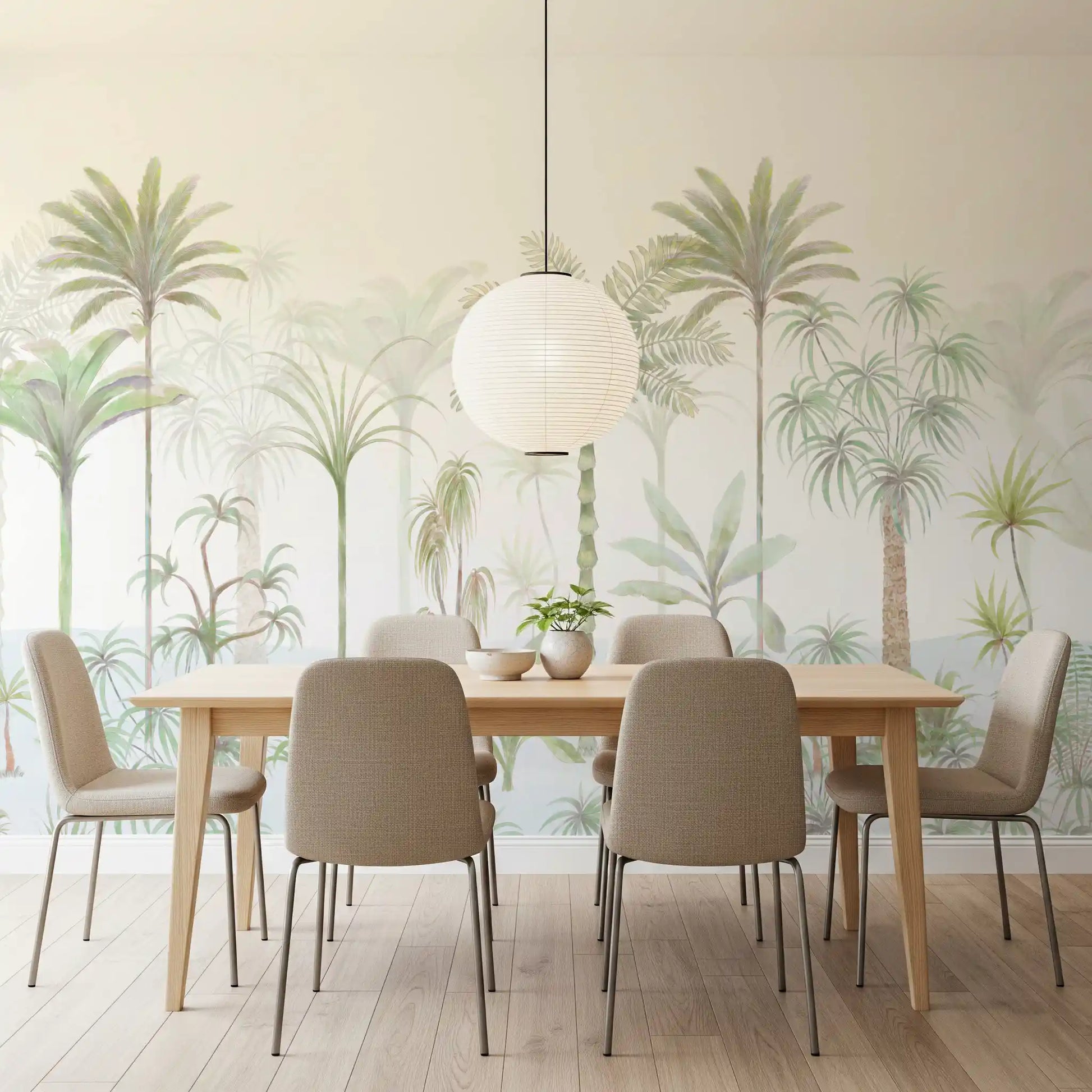Whispering Palms Watercolor Jungle Mural Wall Mural
