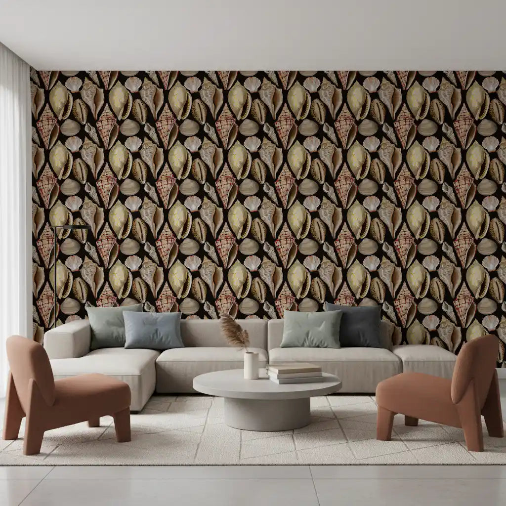 Moody Vintage Seashells Wallpaper Wallpaper⁠