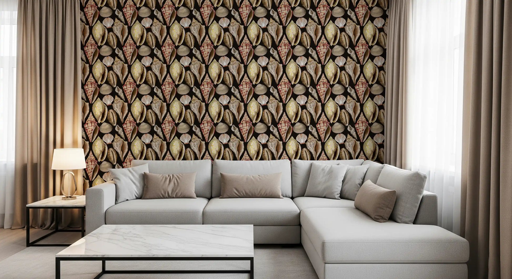 Moody Vintage Seashells Wallpaper Wallpaper⁠