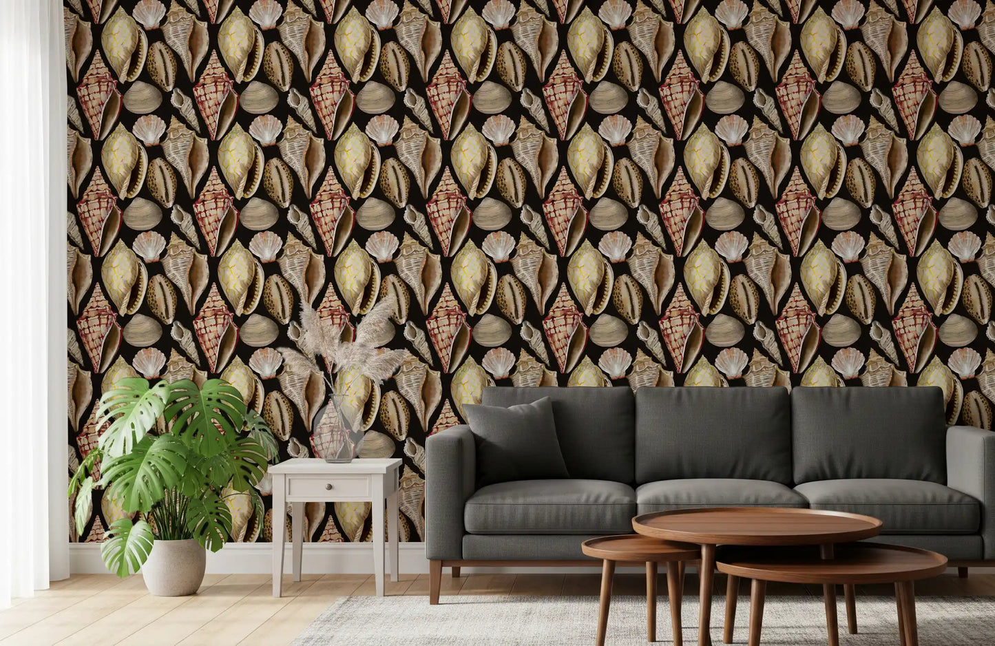Moody Vintage Seashells Wallpaper Wallpaper⁠