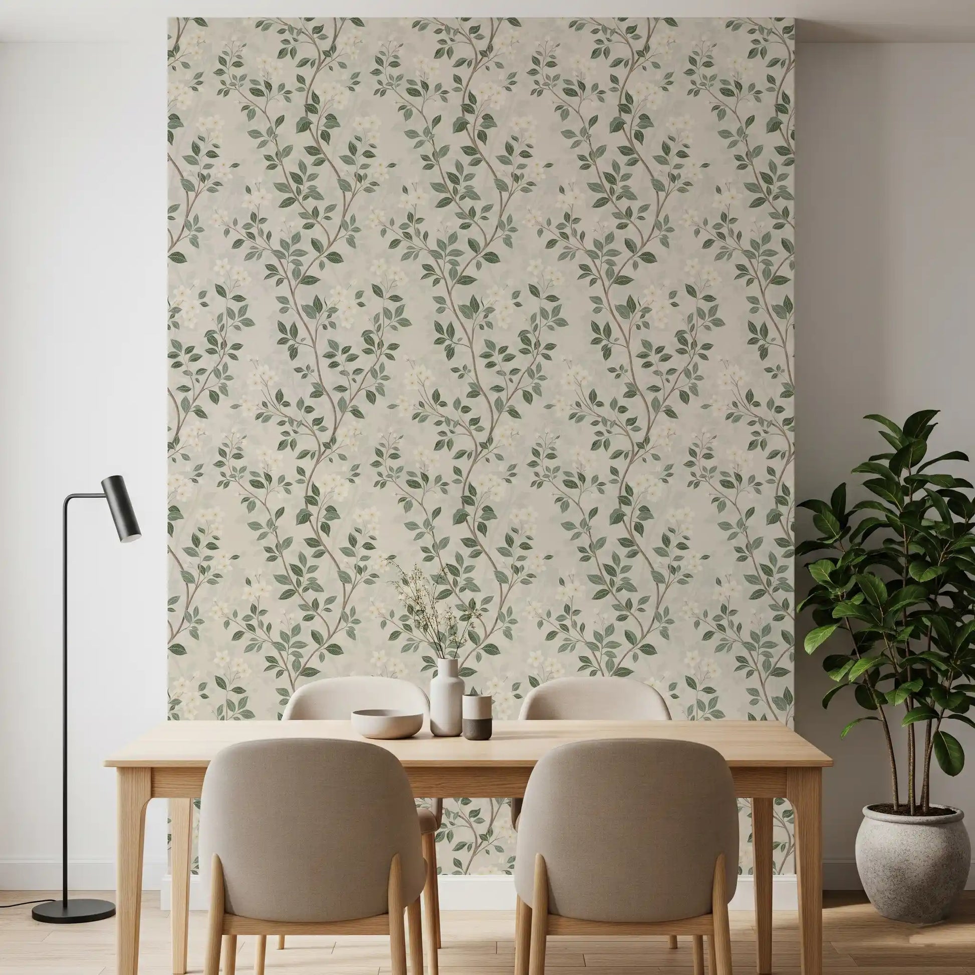 Serene Jasmine Branches Botanical Wallpaper Wallpaper⁠